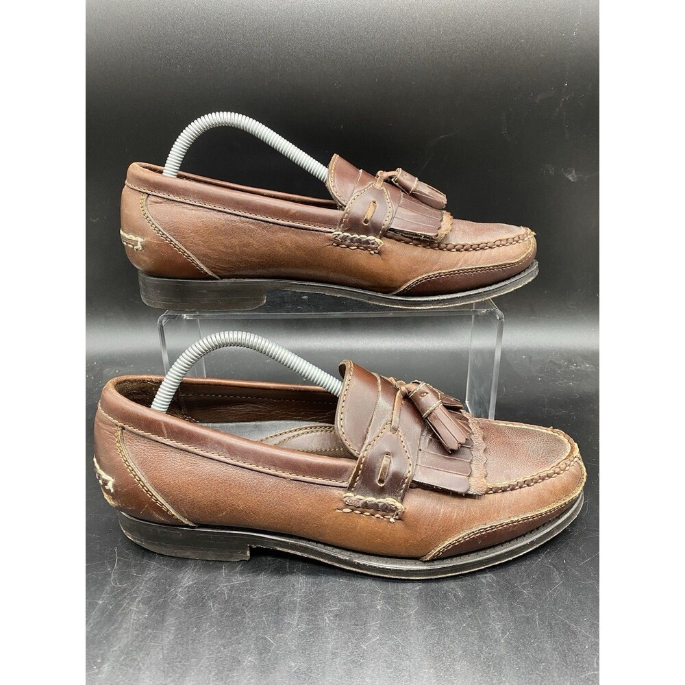 Neil M Classic Mens Size 9D Brown 2 Tone Leather Tassel Slip on Loafer 382002